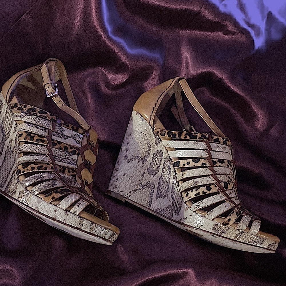 Cole Haan Nike Air Wedge Sandal Snakeskin Leather Size 7.5 - Picture 3 of 4